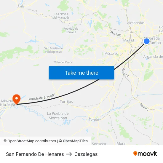 San Fernando De Henares to Cazalegas map