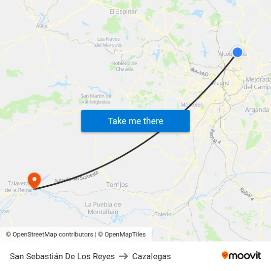 San Sebastián De Los Reyes to Cazalegas map