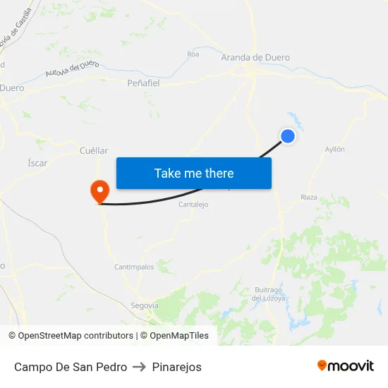 Campo De San Pedro to Pinarejos map