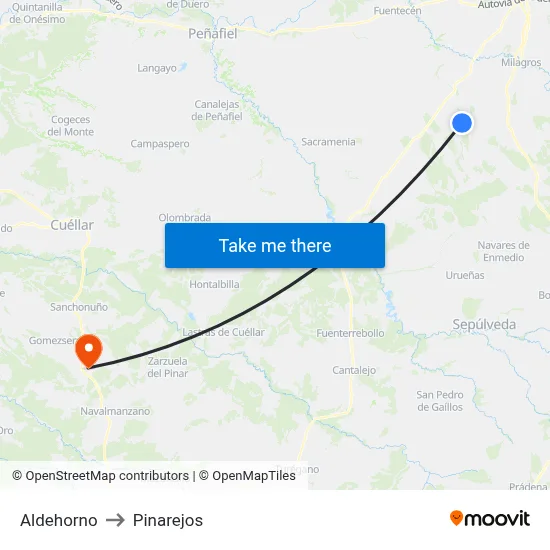 Aldehorno to Pinarejos map