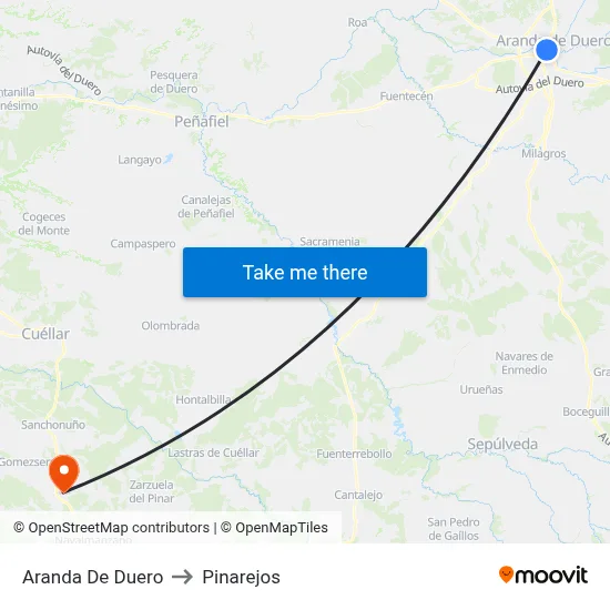 Aranda De Duero to Pinarejos map