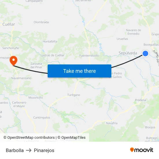 Barbolla to Pinarejos map