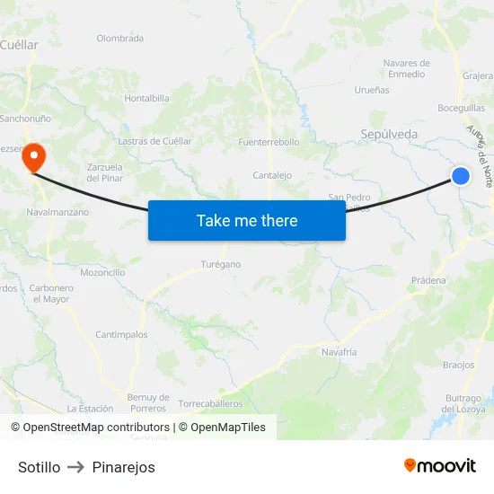 Sotillo to Pinarejos map