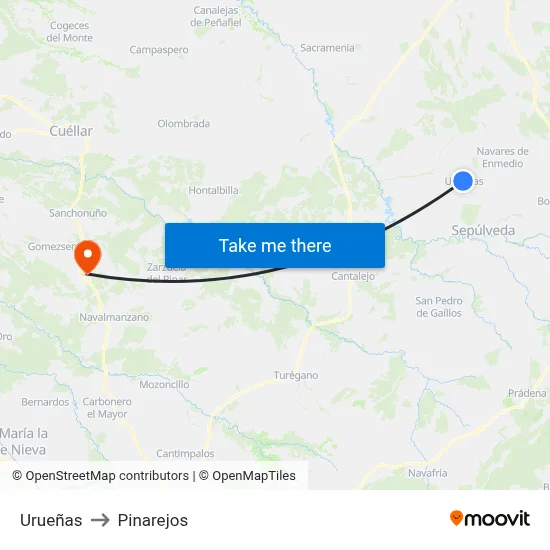 Urueñas to Pinarejos map