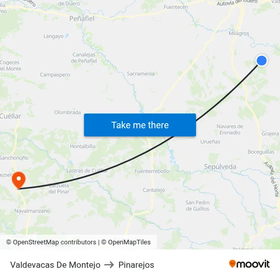 Valdevacas De Montejo to Pinarejos map