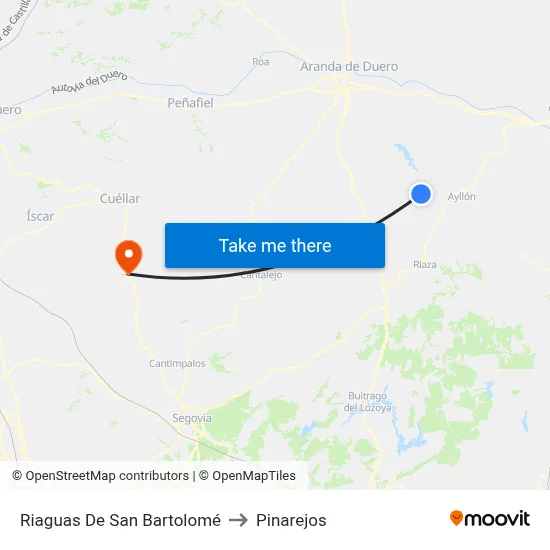 Riaguas De San Bartolomé to Pinarejos map