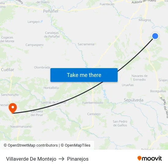 Villaverde De Montejo to Pinarejos map