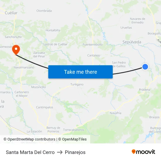 Santa Marta Del Cerro to Pinarejos map