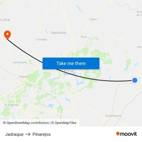 Jadraque to Pinarejos map