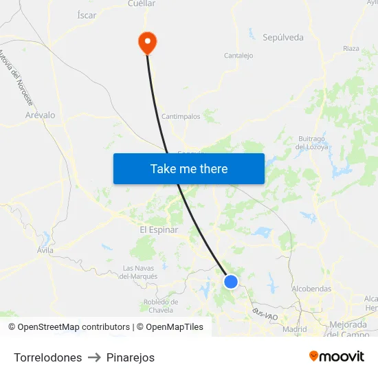 Torrelodones to Pinarejos map