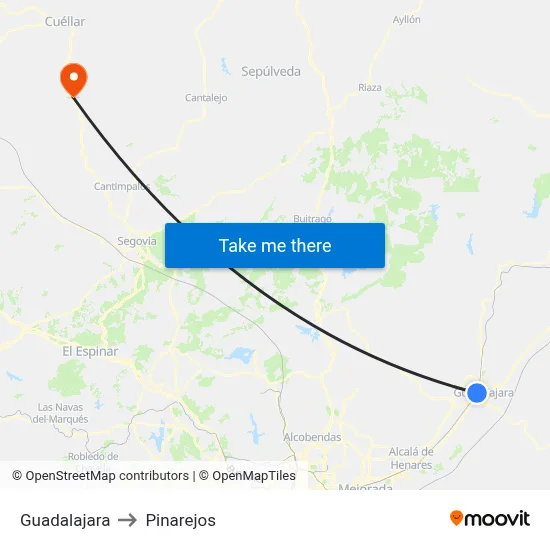 Guadalajara to Pinarejos map