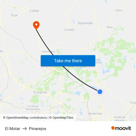 El Molar to Pinarejos map
