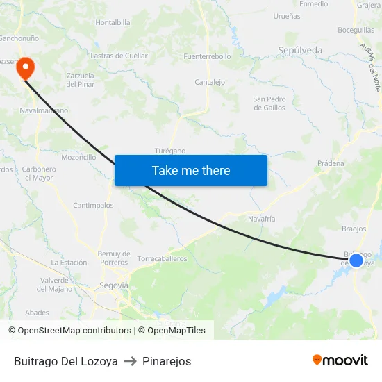 Buitrago Del Lozoya to Pinarejos map