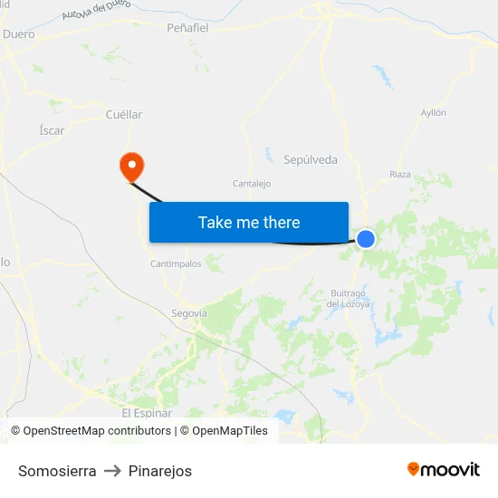Somosierra to Pinarejos map