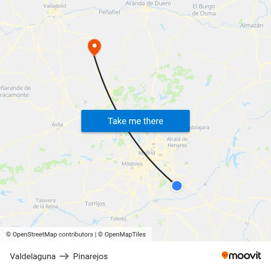 Valdelaguna to Pinarejos map