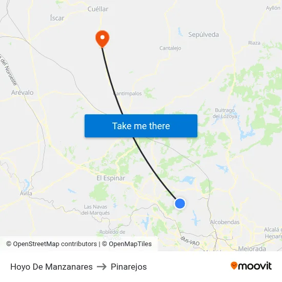 Hoyo De Manzanares to Pinarejos map