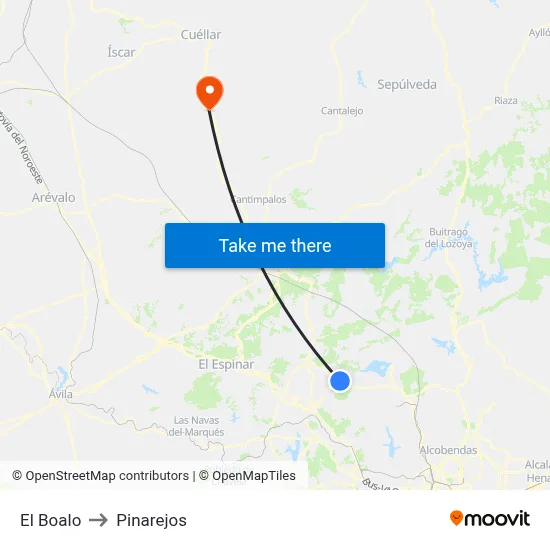 El Boalo to Pinarejos map