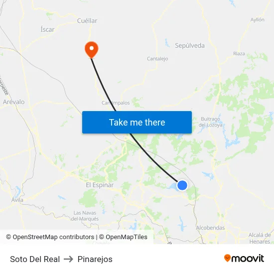 Soto Del Real to Pinarejos map