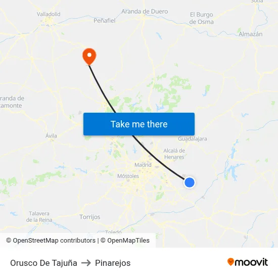 Orusco De Tajuña to Pinarejos map