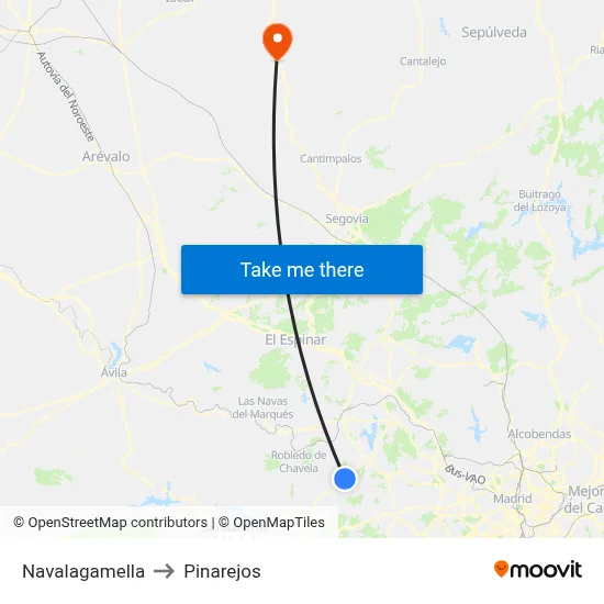 Navalagamella to Pinarejos map
