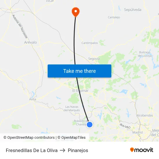 Fresnedillas De La Oliva to Pinarejos map