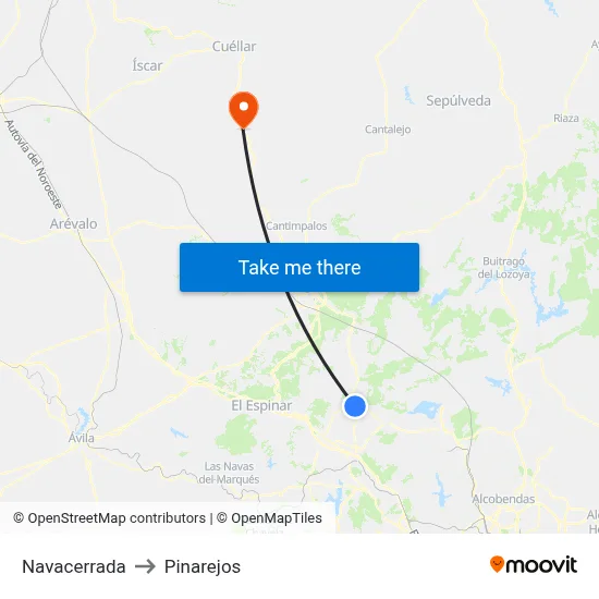 Navacerrada to Pinarejos map