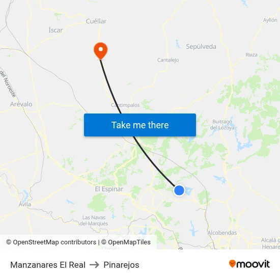 Manzanares El Real to Pinarejos map