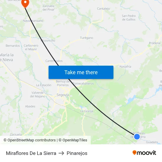 Miraflores De La Sierra to Pinarejos map