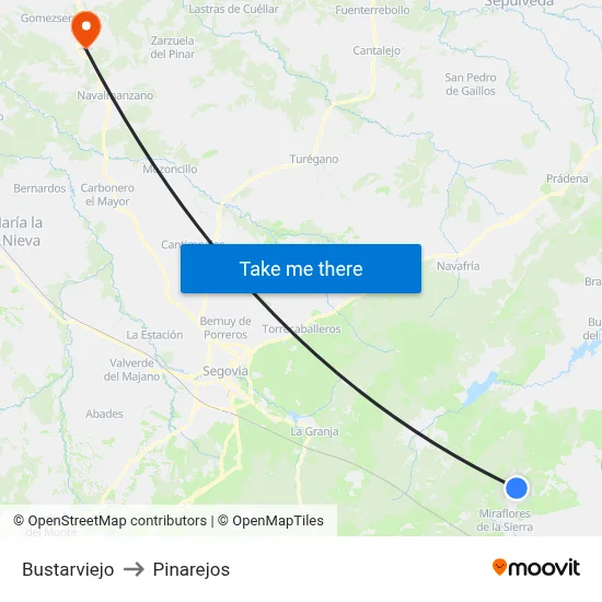 Bustarviejo to Pinarejos map