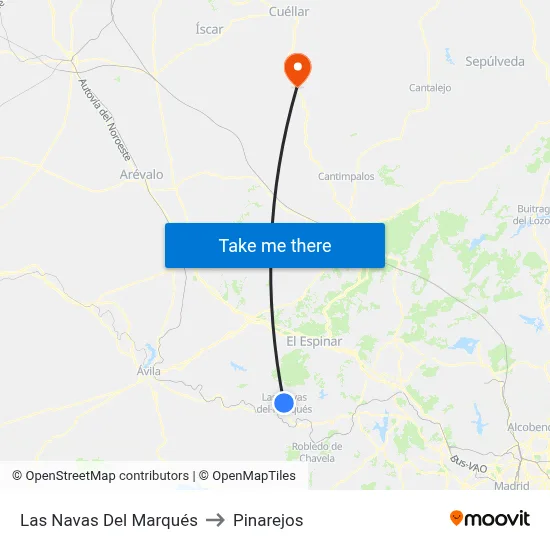 Las Navas Del Marqués to Pinarejos map
