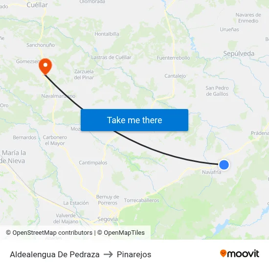 Aldealengua De Pedraza to Pinarejos map