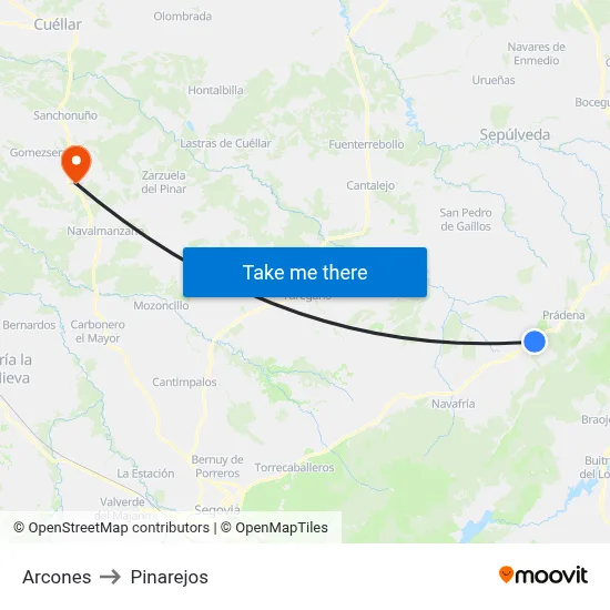 Arcones to Pinarejos map