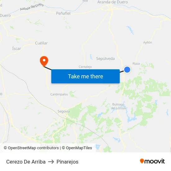 Cerezo De Arriba to Pinarejos map