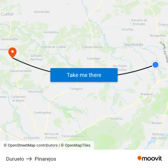 Duruelo to Pinarejos map