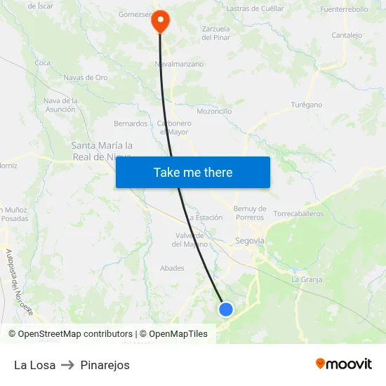 La Losa to Pinarejos map