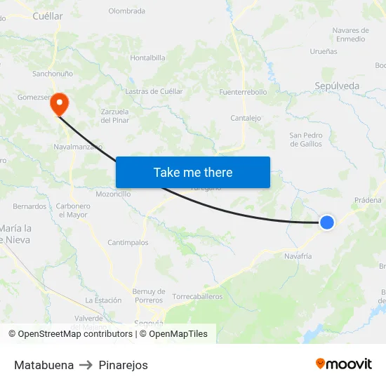 Matabuena to Pinarejos map