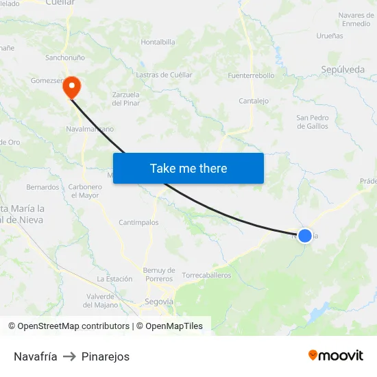 Navafría to Pinarejos map