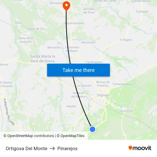 Ortigosa Del Monte to Pinarejos map