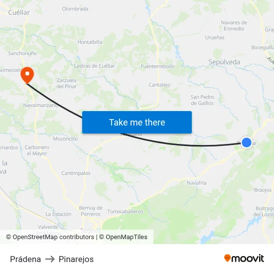 Prádena to Pinarejos map