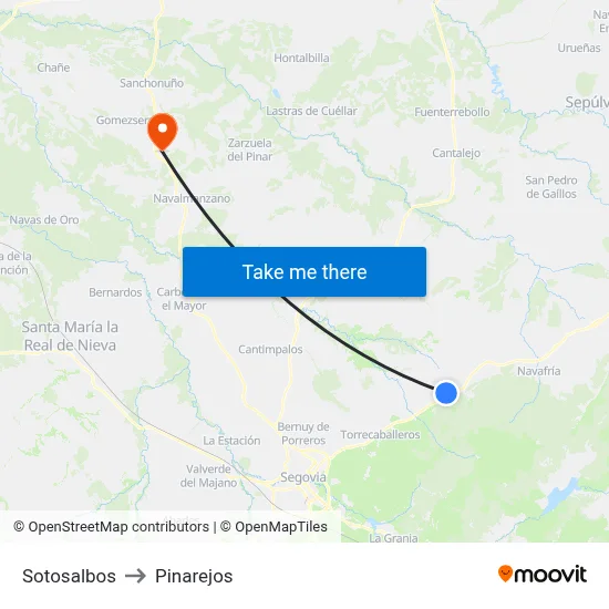 Sotosalbos to Pinarejos map