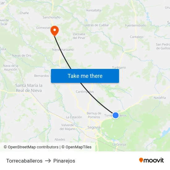 Torrecaballeros to Pinarejos map