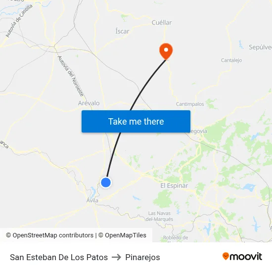 San Esteban De Los Patos to Pinarejos map