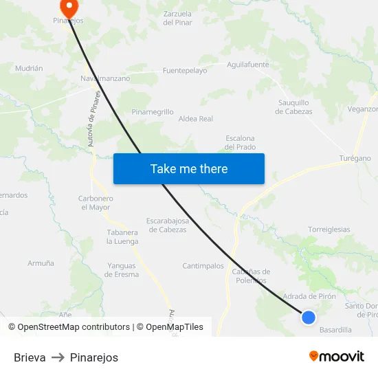 Brieva to Pinarejos map