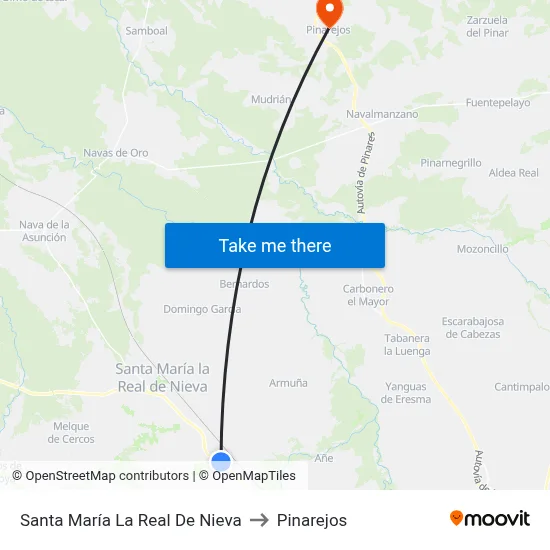Santa María La Real De Nieva to Pinarejos map