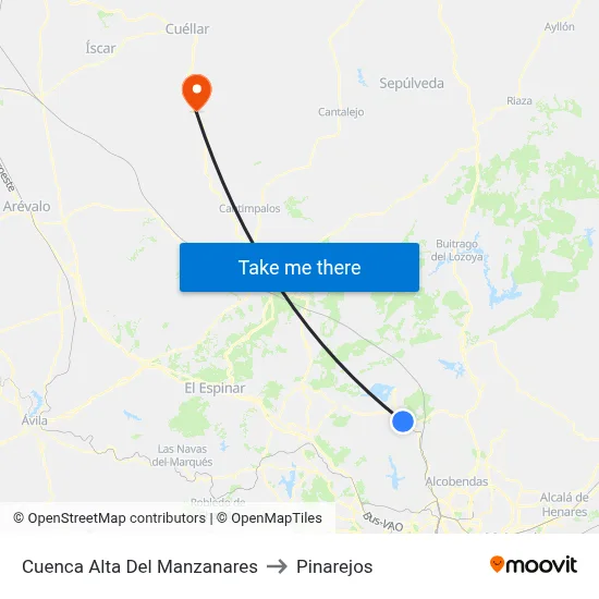Cuenca Alta Del Manzanares to Pinarejos map