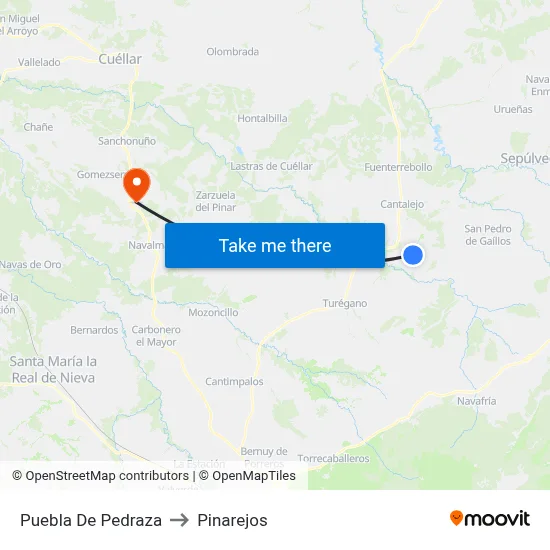 Puebla De Pedraza to Pinarejos map