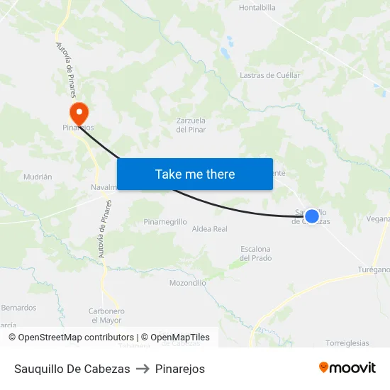 Sauquillo De Cabezas to Pinarejos map