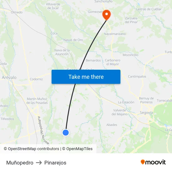 Muñopedro to Pinarejos map