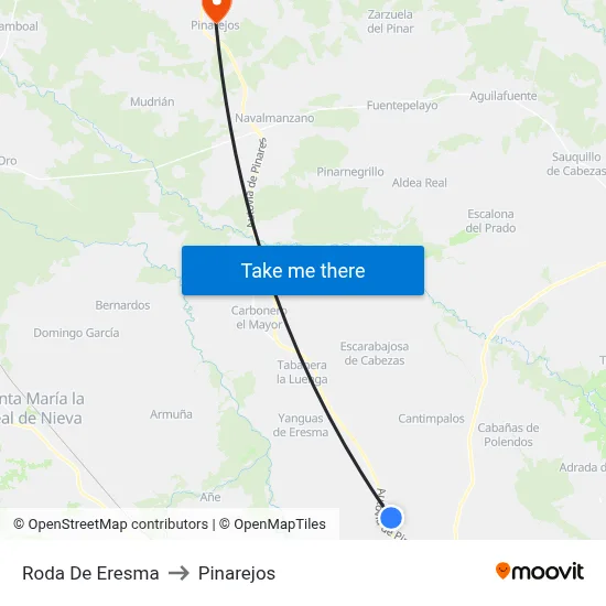 Roda De Eresma to Pinarejos map