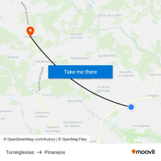 Torreiglesias to Pinarejos map